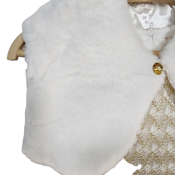 Tahari Kid's 2-Piece Formal Dress With Faux Fur Vest - 5 - Picture 4 of 10